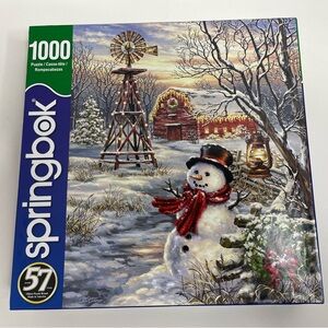 Springbok 1000 Piece Jigsaw Puzzle Winter Windmill Made in USA Factory Sealed